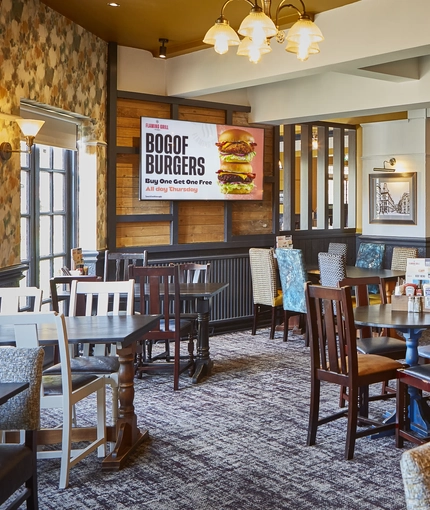 Interior restaurant and seating area