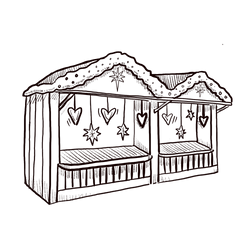 An illustration of a Christmas market stall.