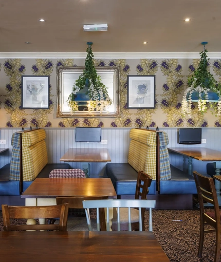 Interior shot of the restaurant seating area