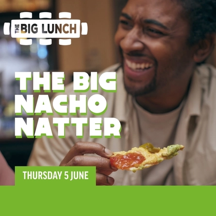 A banner promoting the Big Nacho Natter as part of The Big Lunch campaign at Hungry Horse venues.