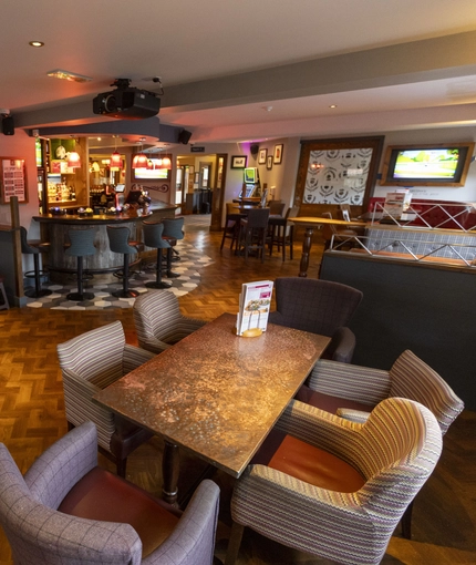 interior of the restaurant with seating area