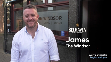 A video front screen showing James from The Windsor.