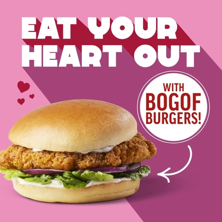 A banner showing a Valentines Day Burger promotion.