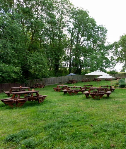 Beer garden outside of a pub