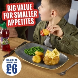 A graphic banner promoting 'big value for smaller appetites' at Hungry Horse venues.
