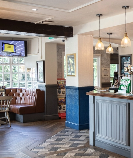 interior bar and seating area of the pub