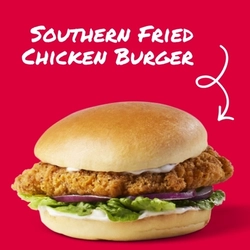 A banner promoting the Southern Fried Chicken Burger at Hungry Horse venues.