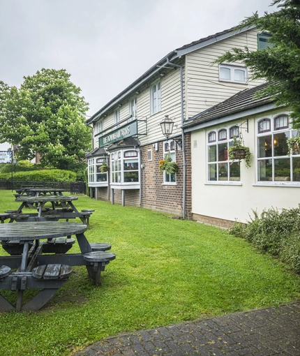 exterior of the venue with beer garden