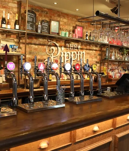 Interior bar shot with beer fonts, taps pumps