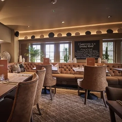 Interior restaurant and seating area 