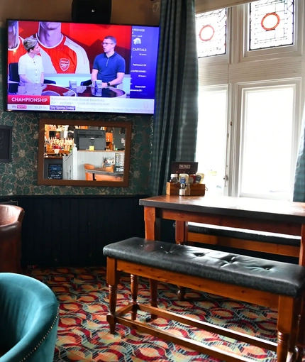 interior seating area and pool table
