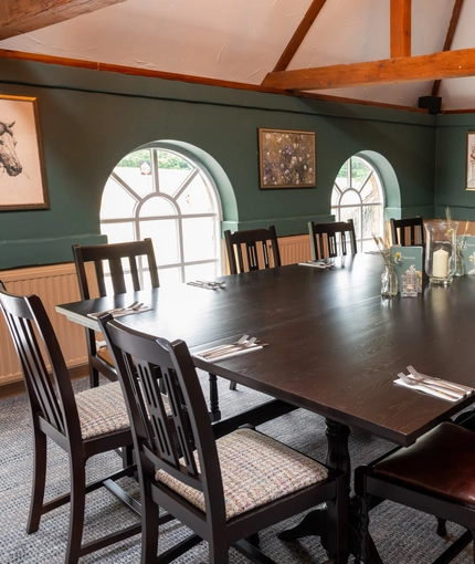 The interior restaurant and seating area at the Vauxhall Inn.