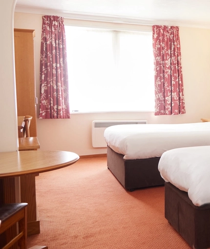 The interior of one of the hotel rooms at The Farmhouse.