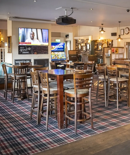 interior seating area and bar