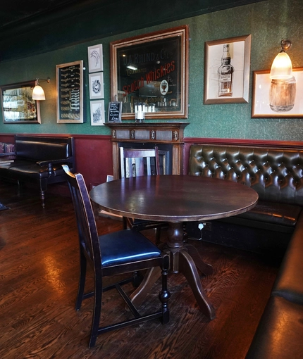 interior seating area and restaurant