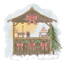 A Illustration of the Christmas market in Stratford-Upon-Avon.