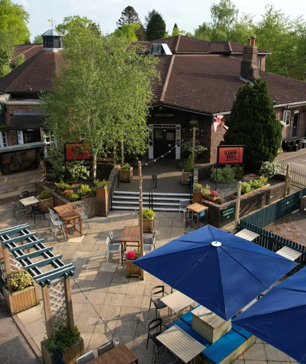 Beer garden outside of a pub