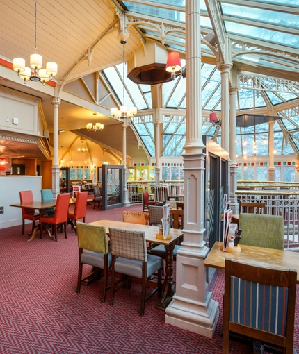 interior of the restaurant and seating area