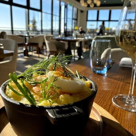 A fish pie served in the restaurant at the White Horses.