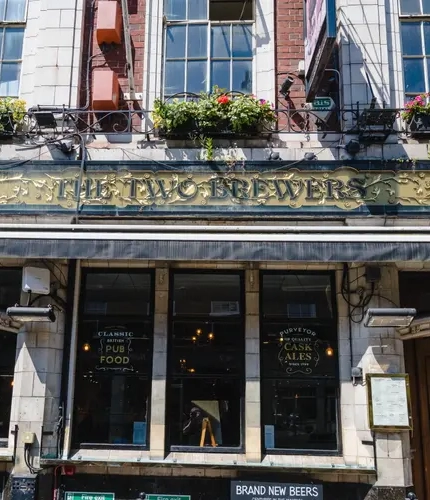 The exterior of the Two Brewers pub