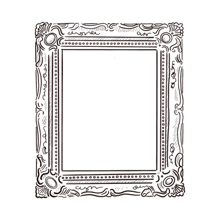 An illustration of an ornate picture frame.