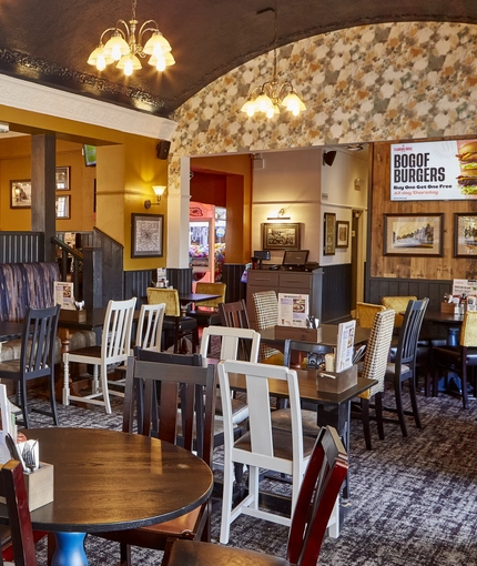 Interior restaurant and seating area