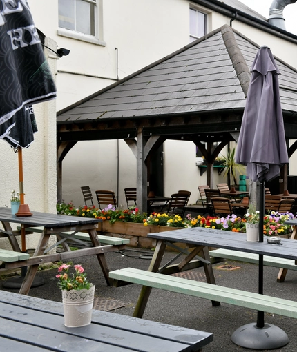 Beer garden outside of a pub