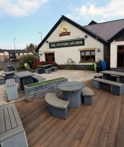 Beer garden outside of a pub