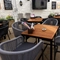 An exterior shot of the beer garden, seating area & decor at The Palmeira in Hove.