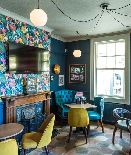 Interior restaurant seating area
