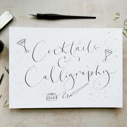 An image showing calligraphy equipment to advertise a Cocktails & Calligraphy What's On event at The Cart & Horses.