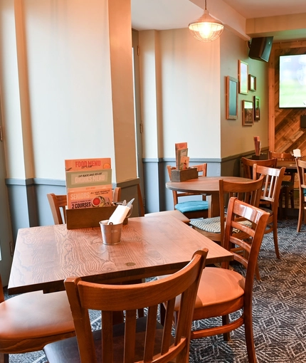 Interior seating area with TV.