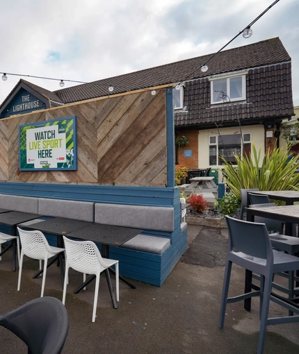 Beer garden outside of a pub