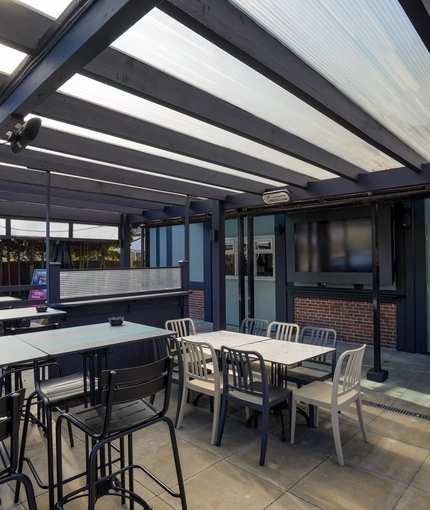 Exterior beer garden.
