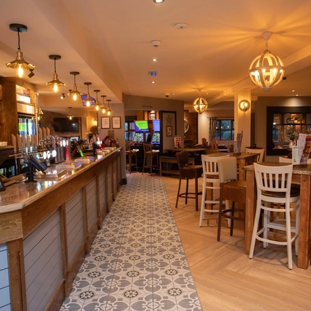 interior bar and restaurant with a seating area