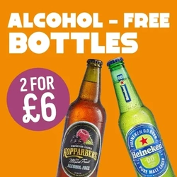 A graphic promoting alcohol free drinks at Hungry Horse.