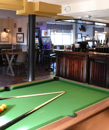 interior seating area with pool table