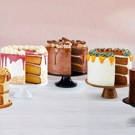 a few cakes on stands