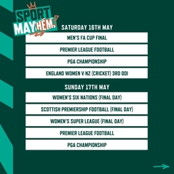 A banner displaying televised Sports events during May being shown at selected Greene King Sport venues.