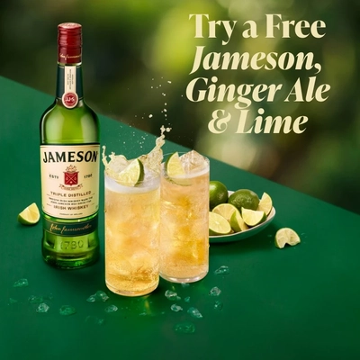 Try a free Jameson, ginger ale and lime