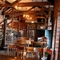 Interior seating area on a mezzanine