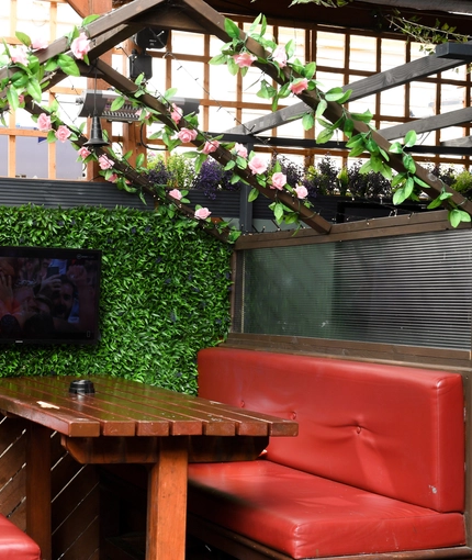 Beer garden outside of a pub
