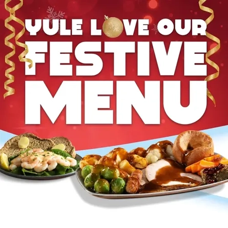 A graphic that says 'You'll love our festive menu'.