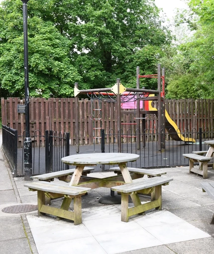 Exterior play area and seating area