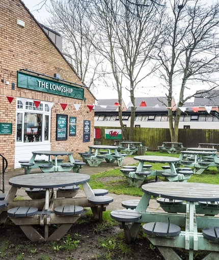 pub exterior and beer garden