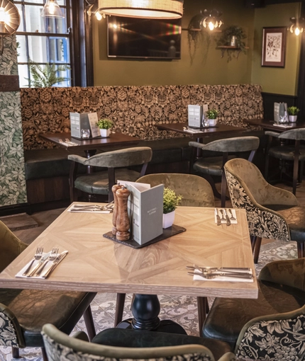 An internal seating area in a pub