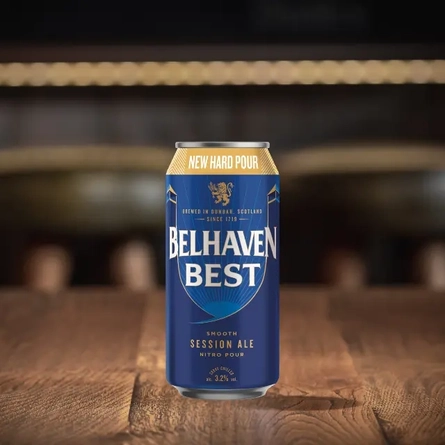 An advertising image of a can of Belhaven Best Nitro Hard Pour.