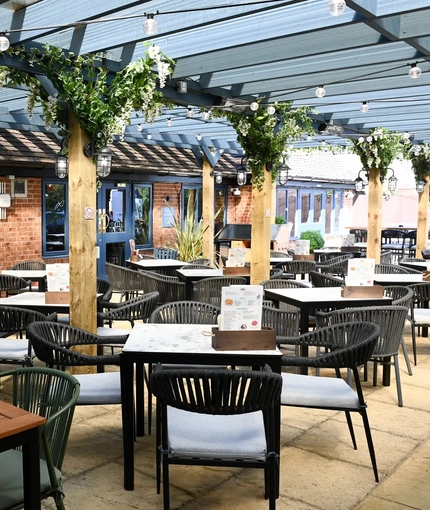 Beer garden outside of a pub