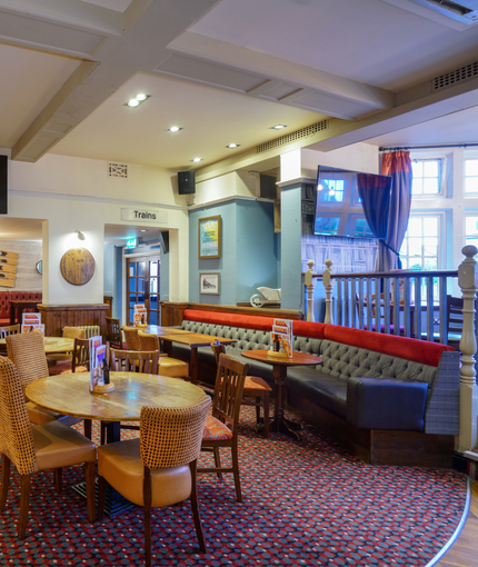 interior of the restaurant with seating area