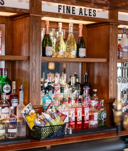 Interior bar area with all the alcohol